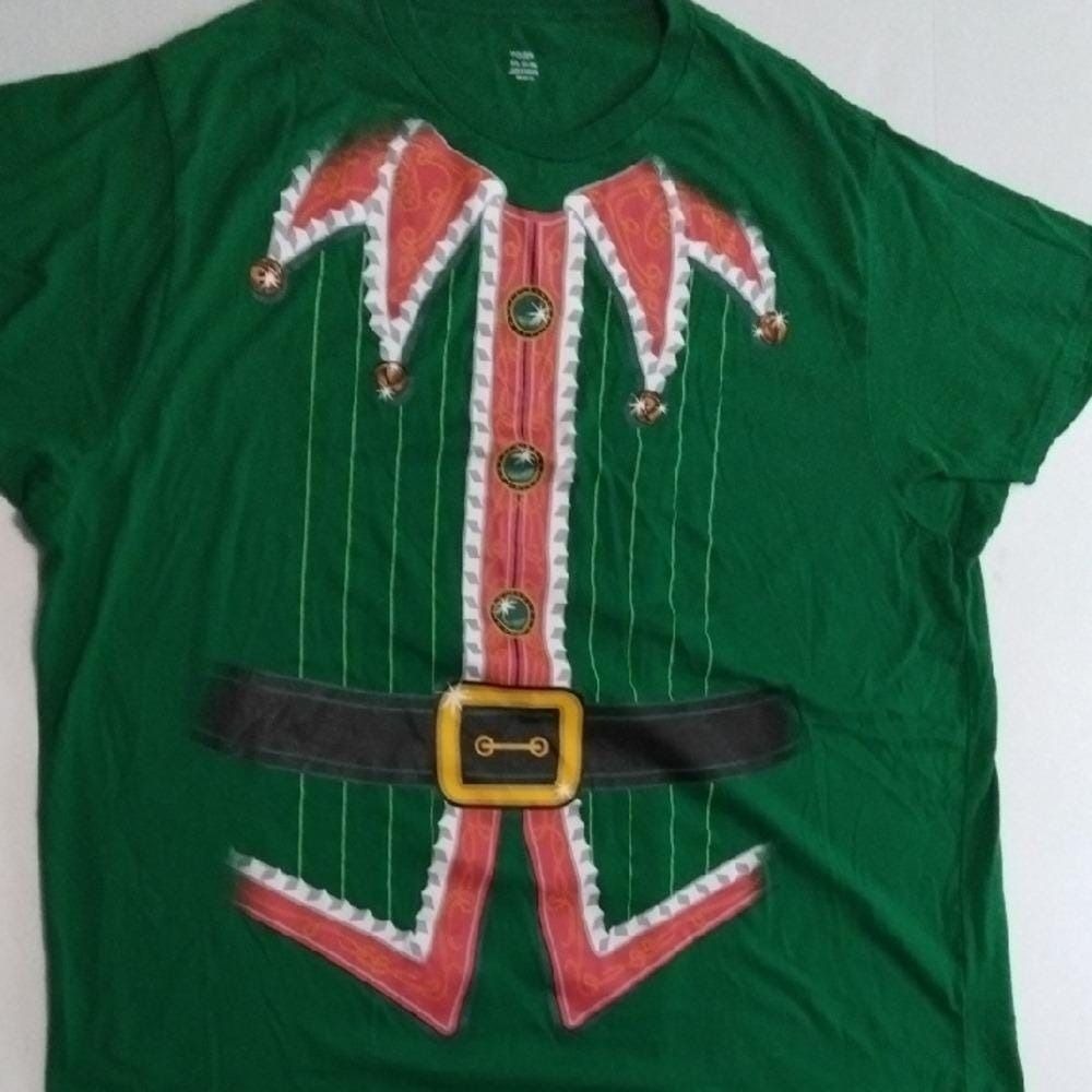 Holiday Time Green Elf Graphic Men's T-Shirt 3XL